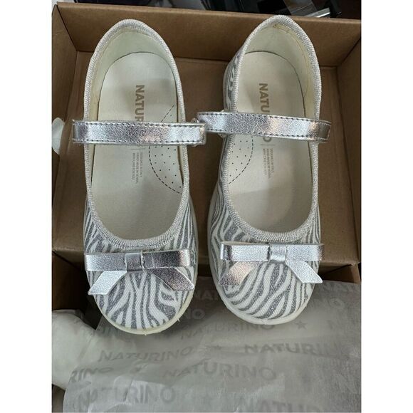 NATURINO CLARIES Zebra-print fabric ballet flats, White - Picture 10 of 14
